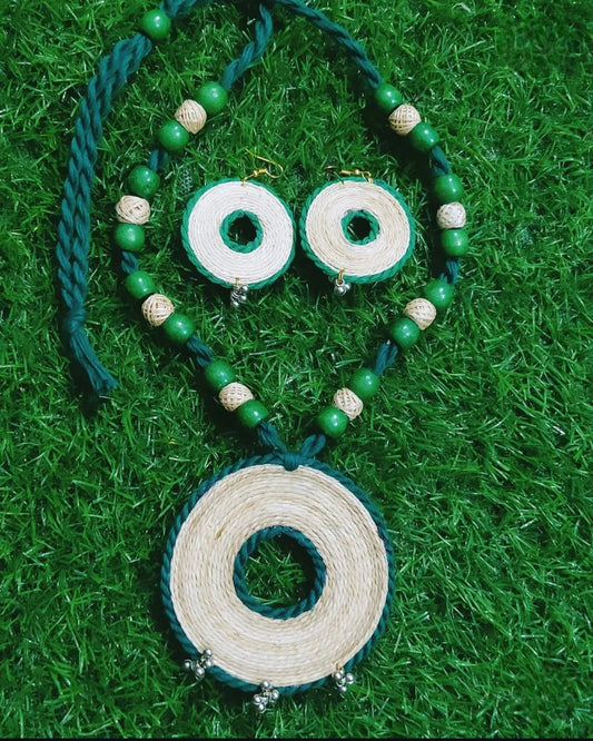 Handcrafted Banana Fibre Jewelry Set – Circular Design - Made in Uttar Pradesh, India
