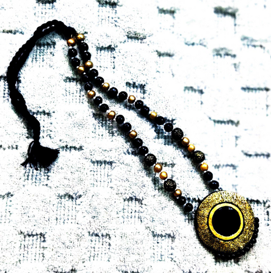 Handmade Black and Golden Terracotta Necklace – Crafted in Uttar Pradesh, India