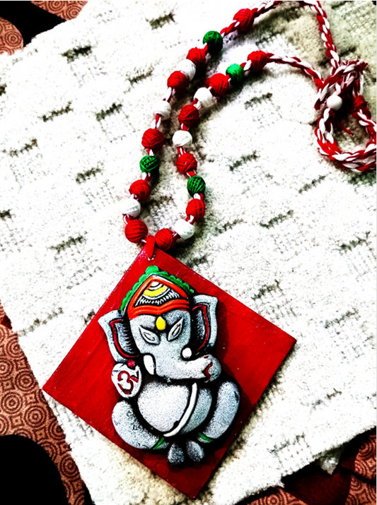 Handcrafted Terracotta Necklace – Lord Ganesha Design | Made in Uttar Pradesh, India