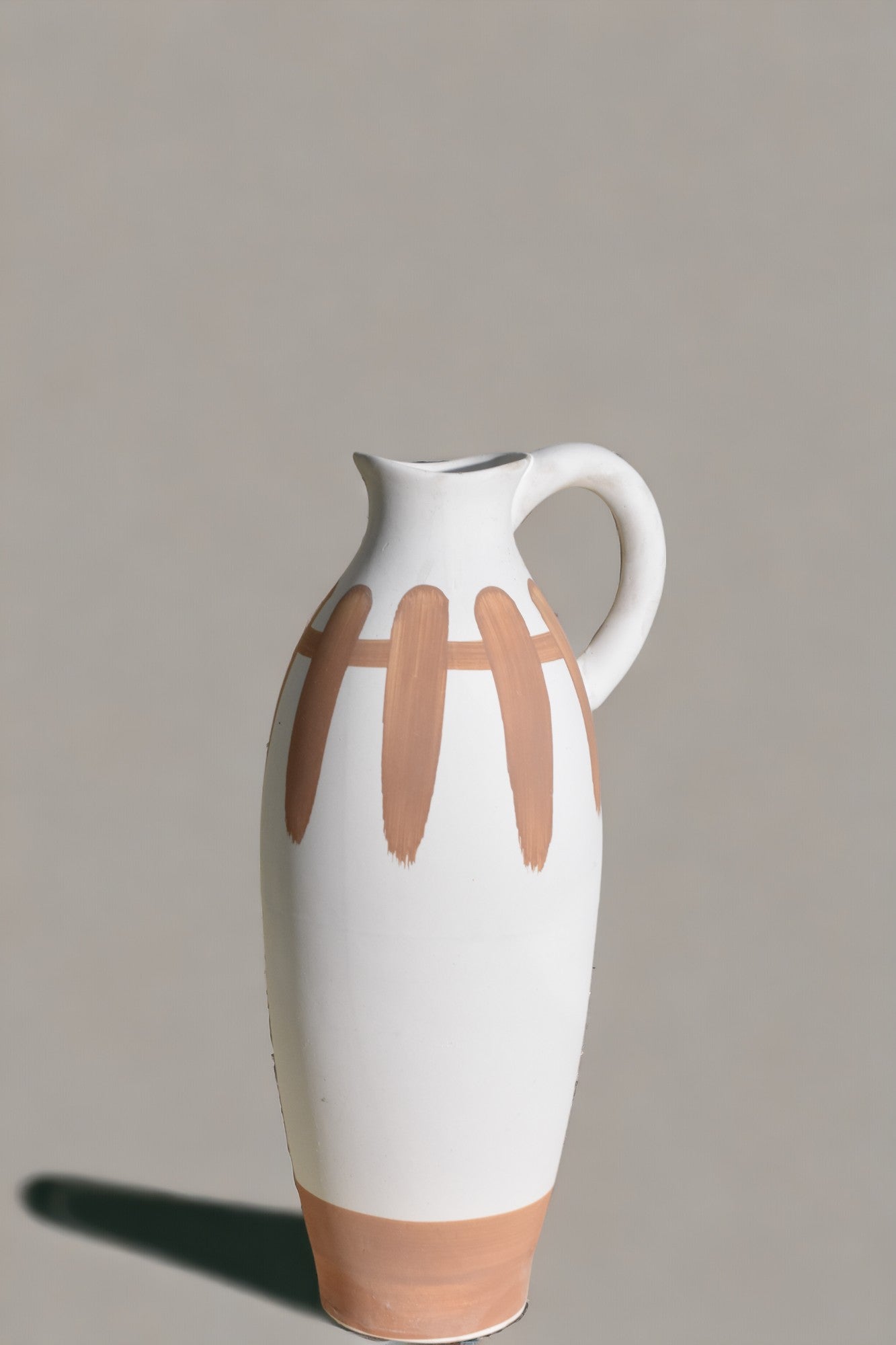 Terracotta Brush Tall Pitcher Vase - Organic Modern Collection