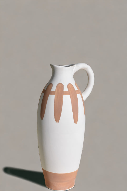 Terracotta Brush Tall Pitcher Vase - Organic Modern Collection
