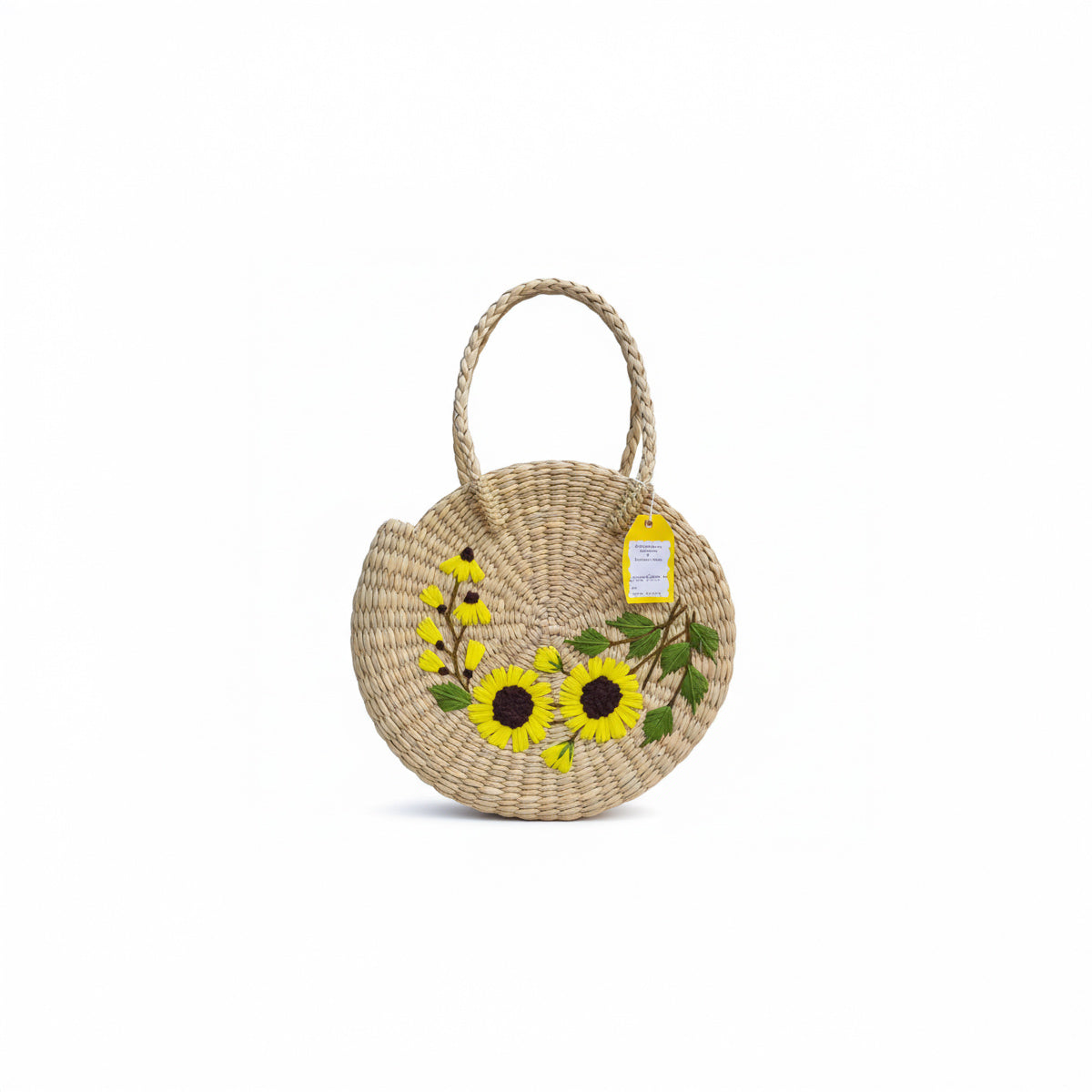 Handcrafted Kauna Grass Handbag - Sunflower Motif