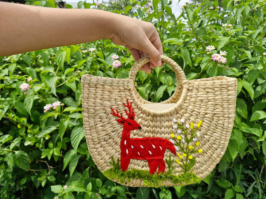 Handcrafted Kauna Grass Tote Bag – Red Deer Embroidery
