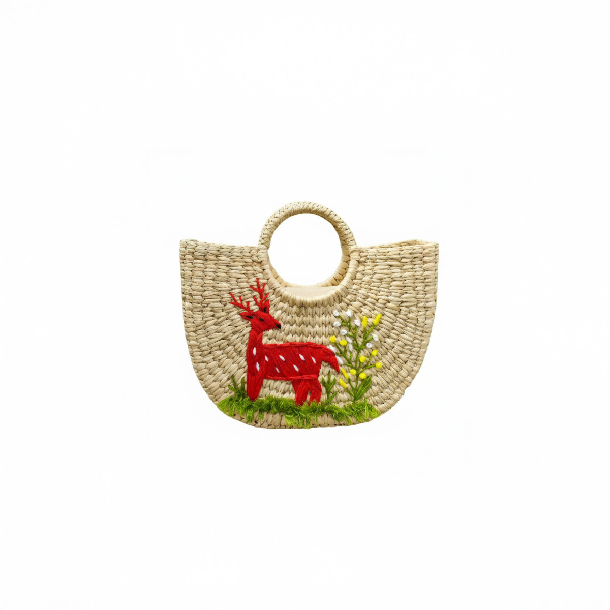 Handcrafted Kauna Grass Tote Bag – Red Deer Embroidery