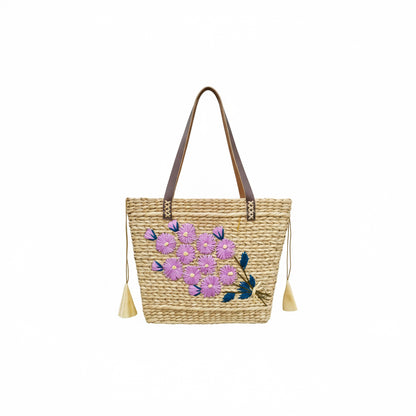 Handcrafted Kauna Grass Bag – Floral Embroidery