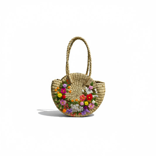 Handcrafted Kauna Grass Floral Tote Bag
