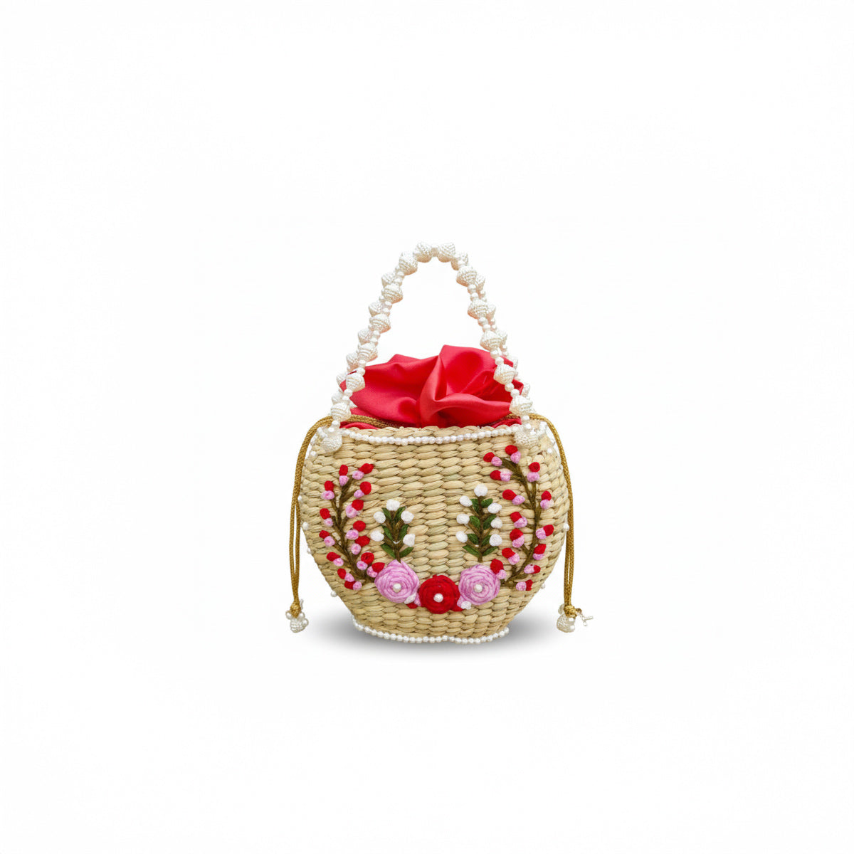 Handcrafted Kauna Grass Floral Potli Bag