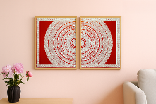 Traditional Indian Wall Decor– Aipan Art Painting (MANDALA DESIGN)