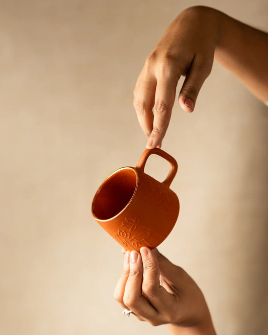 Lotus Motif Terracotta Cup