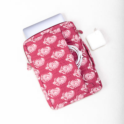 Quilted Paisley Laptop Sleeve - Wine