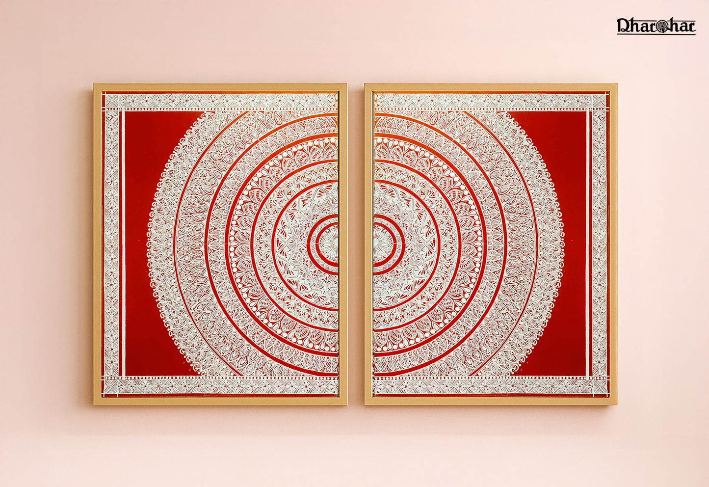 Traditional Indian Wall Decor– Aipan Art Painting (MANDALA DESIGN)